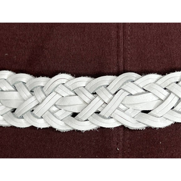 split leather belt white 1980s - Picture 3 of 9